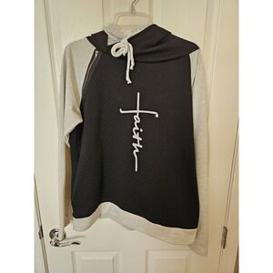 Faith Cross Women's Graphic Print Long Sleeve Pullover Double Hoodie, LG